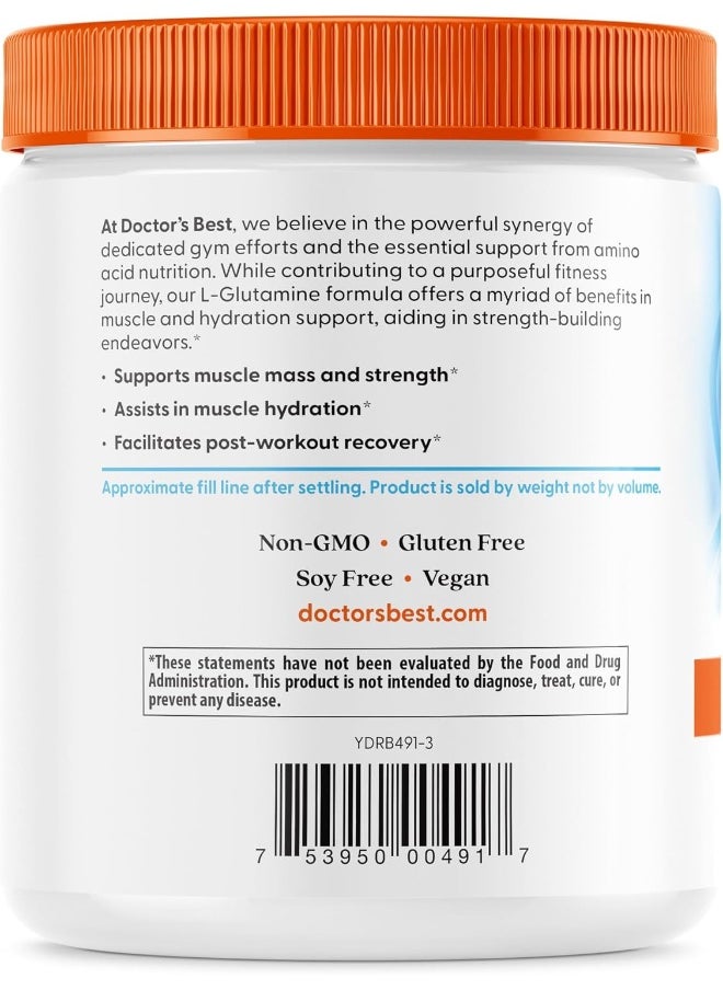 Pure L-Glutamine Powder, Supports Muscle Mass, Strength & Post-Workout Recovery, Amino Acid, 300G