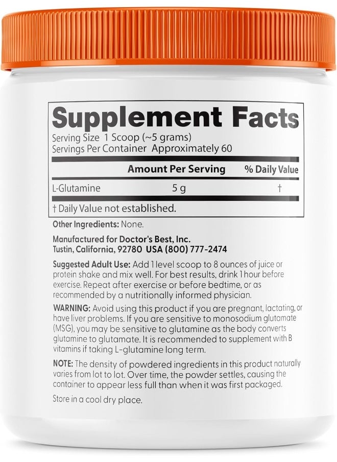 Pure L-Glutamine Powder, Supports Muscle Mass, Strength & Post-Workout Recovery, Amino Acid, 300G