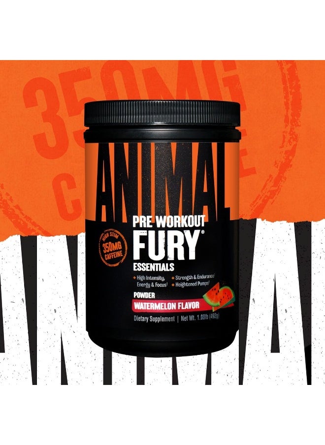 Fury Pre Workout Powder Supplement For Energy And Focus 5G Bcaa 350Mg Caffeine Nitric Oxide Without Creatine Powerful Stimulant For Bodybuilders, Watermelon, Watermelon, 16.96 Ounce