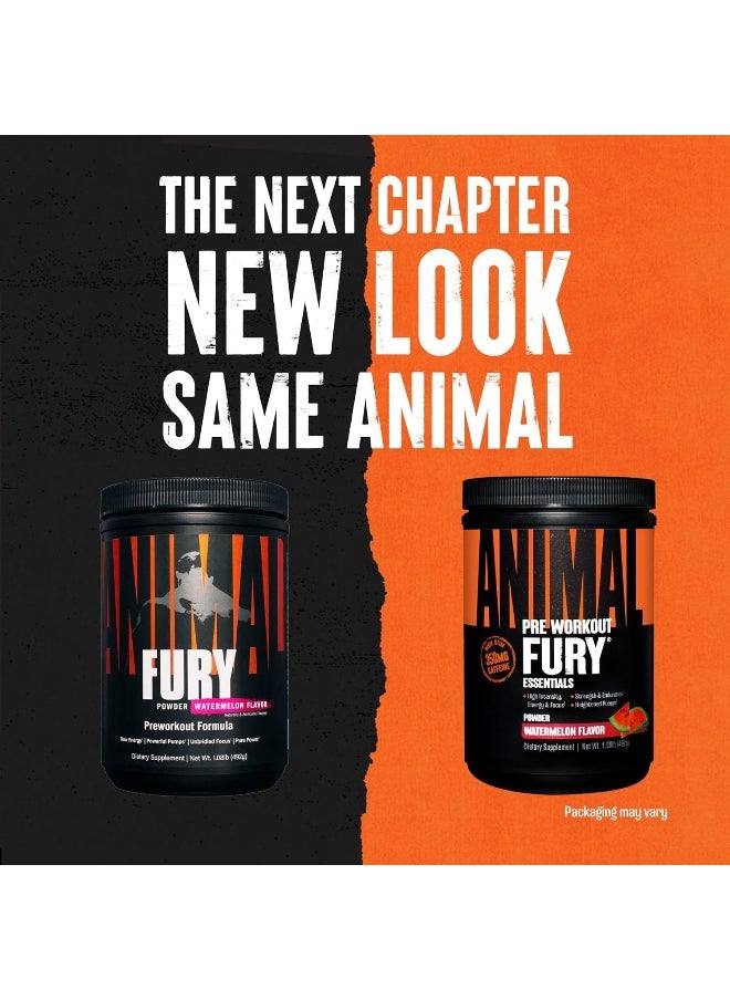 Fury Pre Workout Powder Supplement For Energy And Focus 5G Bcaa 350Mg Caffeine Nitric Oxide Without Creatine Powerful Stimulant For Bodybuilders, Watermelon, Watermelon, 16.96 Ounce
