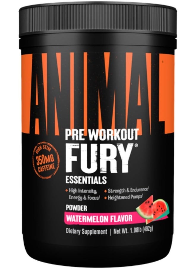 Fury Pre Workout Powder Supplement For Energy And Focus 5G Bcaa 350Mg Caffeine Nitric Oxide Without Creatine Powerful Stimulant For Bodybuilders, Watermelon, Watermelon, 16.96 Ounce