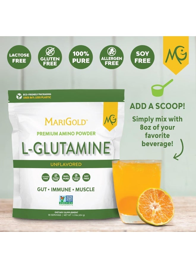 Pure Unflavored L-Glutamine Powder - Healthy Gut, Immune, And Muscle Support, Non-Gmo, Gluten Free, Soy & Allergen Free (5G / 5000Mg Per Serving)