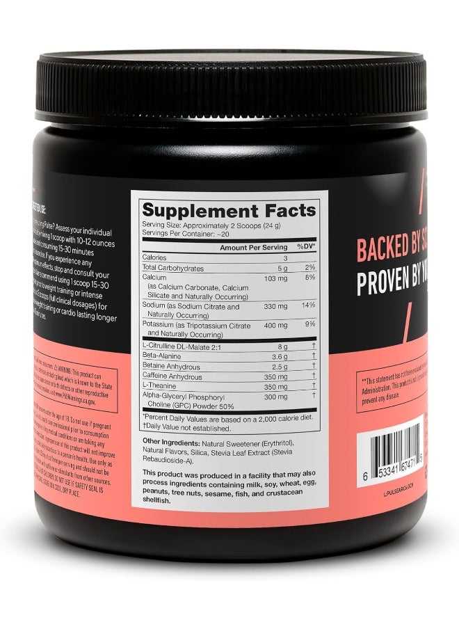 Pulse Pre Workout Supplement - All Natural Nitric Oxide Preworkout Drink To Boost Energy & Endurance. Creatine Free, Naturally Sweetened & Flavored, Safe & Healthy. Arctic Blast, 21 Serving