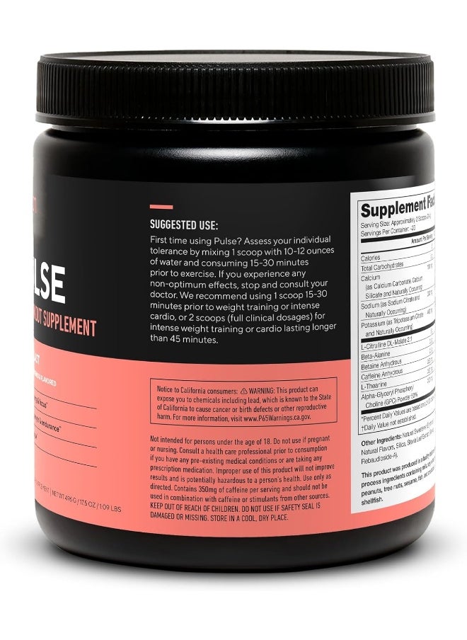 Pulse Pre Workout Supplement - All Natural Nitric Oxide Preworkout Drink To Boost Energy & Endurance. Creatine Free, Naturally Sweetened & Flavored, Safe & Healthy. Arctic Blast, 21 Serving