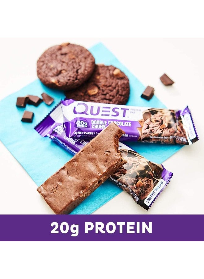 Nutrition Double Chocolate Chunk Protein Bars, High Protein, Low Carb, Gluten Free, Keto Friendly, 12 Count