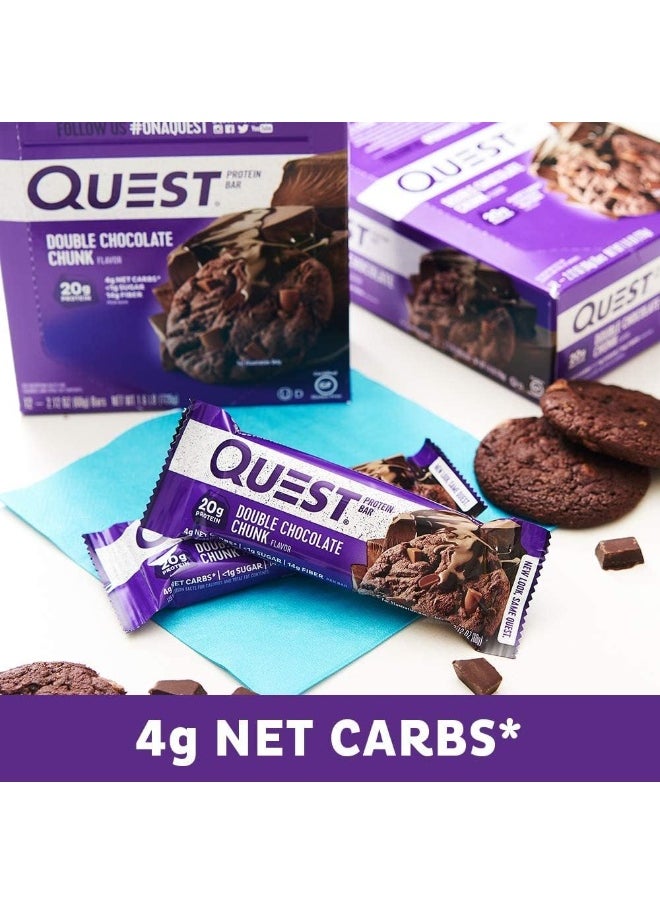 Nutrition Double Chocolate Chunk Protein Bars, High Protein, Low Carb, Gluten Free, Keto Friendly, 12 Count