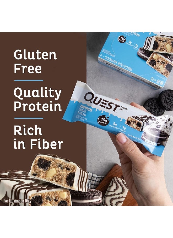 Nutrition Dipped Chocolate Cookies & Cream Protein Bars, High Protein, Low Carb, Gluten Free, Keto Friendly, 12 Count