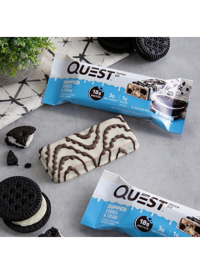 Nutrition Dipped Chocolate Cookies & Cream Protein Bars, High Protein, Low Carb, Gluten Free, Keto Friendly, 12 Count