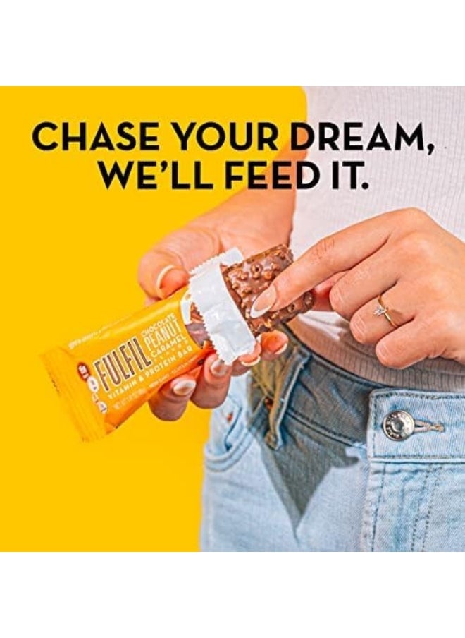 Vitamin And Protein Bars, Chocolate Peanut And Caramel, Snack Sized Bar With 15 G Protein And 8 Vitamins Including Vitamin C, 12 Count
