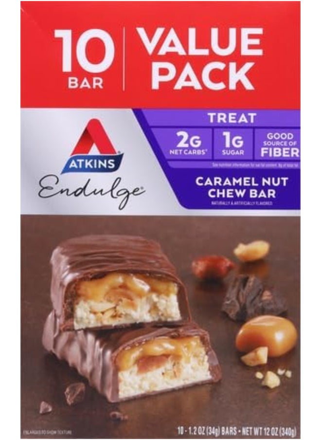 Endulge Treat, Caramel Nut Chew Bar, Keto Friendly - 10 Count