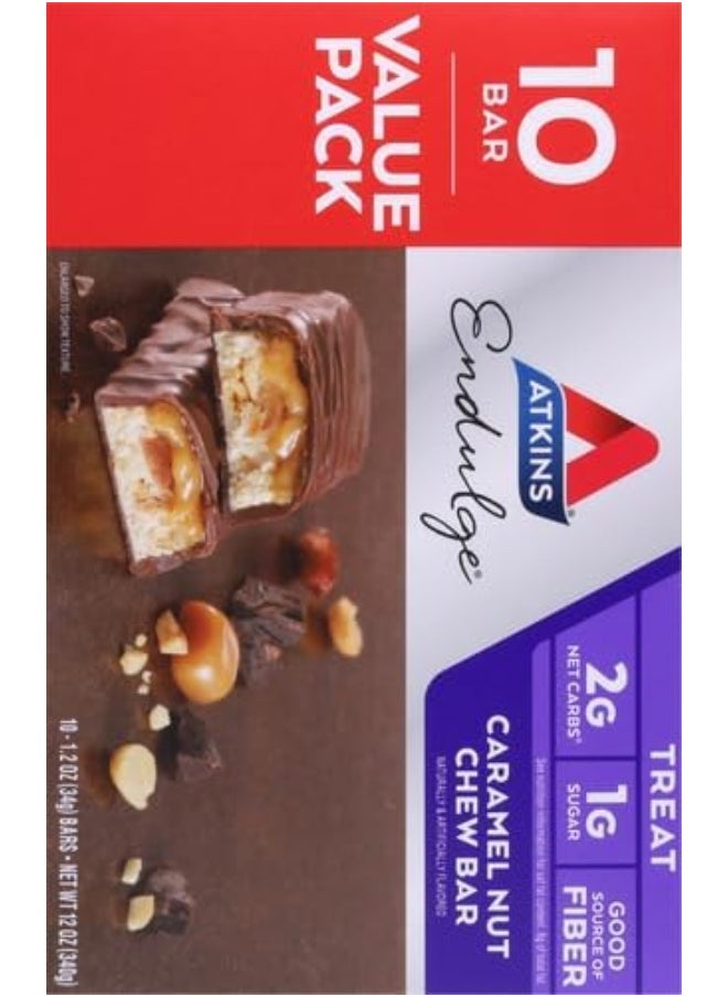 Endulge Treat, Caramel Nut Chew Bar, Keto Friendly - 10 Count