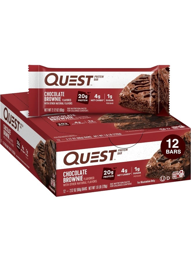 Nutrition Chocolate Brownie Protein Bars, High Protein, Low Carb, Gluten Free, Keto Friendly, 12 Count