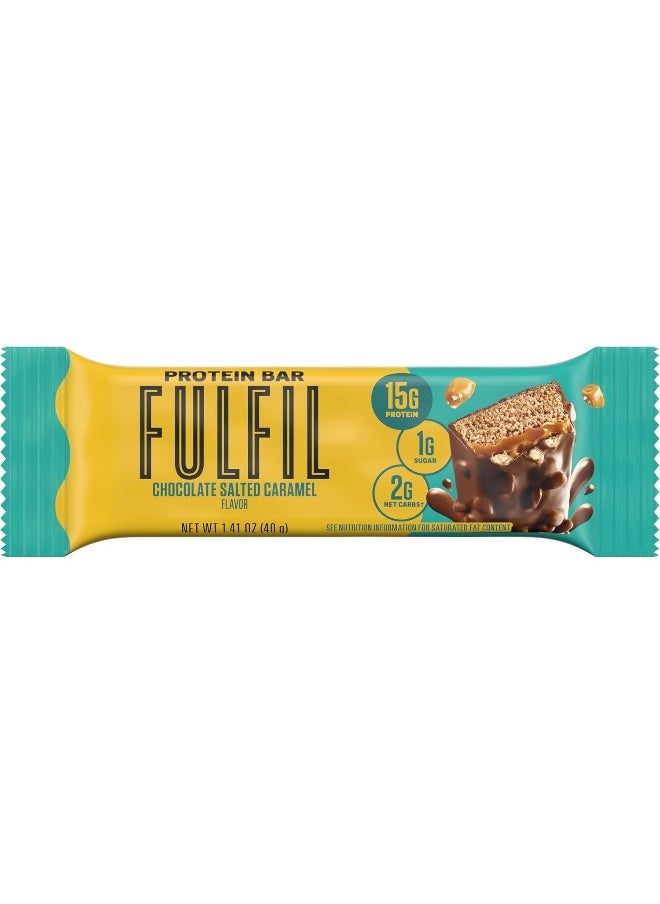 Vitamin And Protein Bars, Chocolate Salted Caramel, Snack Sized Bar With 15G Protein And 8 Vitamins Including Vitamin C, 12 Counts