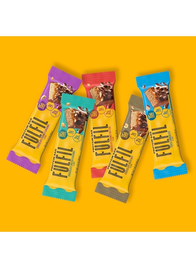 Vitamin And Protein Bars, Chocolate Salted Caramel, Snack Sized Bar With 15G Protein And 8 Vitamins Including Vitamin C, 12 Counts