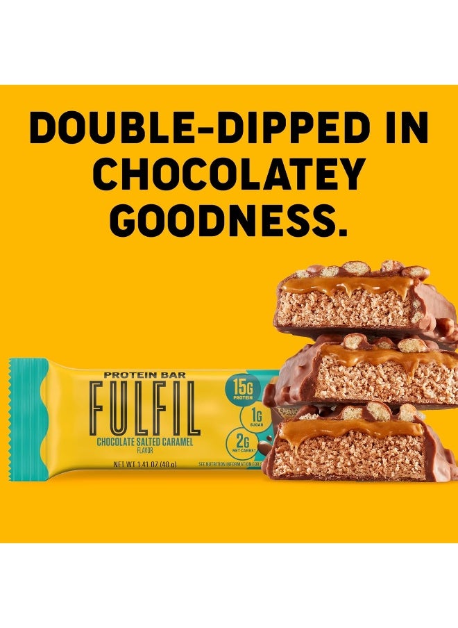 Vitamin And Protein Bars, Chocolate Salted Caramel, Snack Sized Bar With 15G Protein And 8 Vitamins Including Vitamin C, 12 Counts