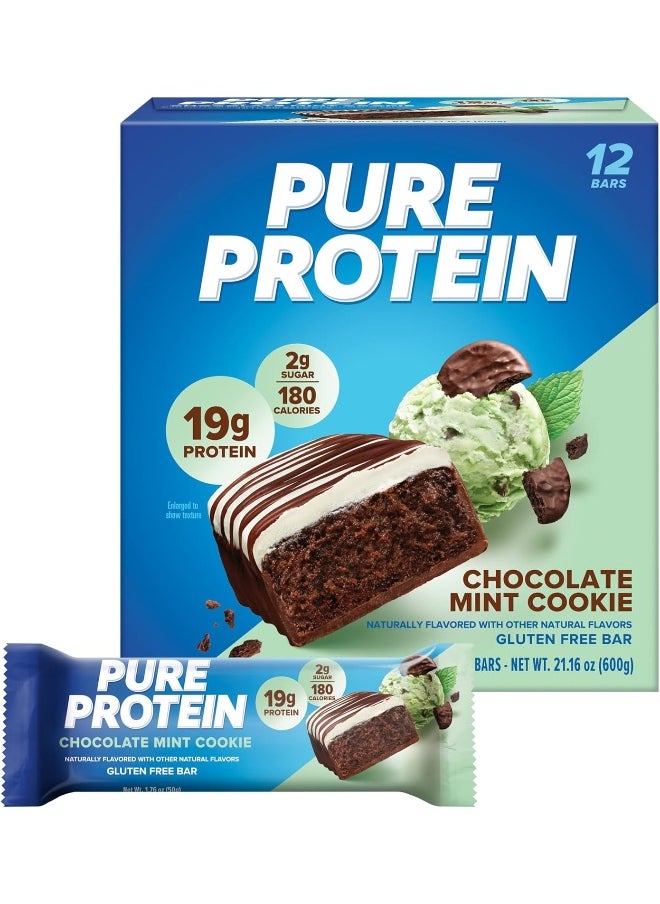 Bars, High Protein, Nutritious Snacks To Support Energy, Low Sugar, Gluten Free, Chocolate Mint Cookie, 1.76Oz, 12 Pack