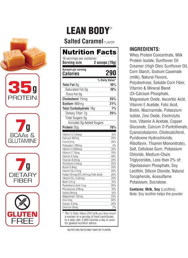 Nutrition - Lean Body 16 Serving Mrp Jug, Salted Caramel