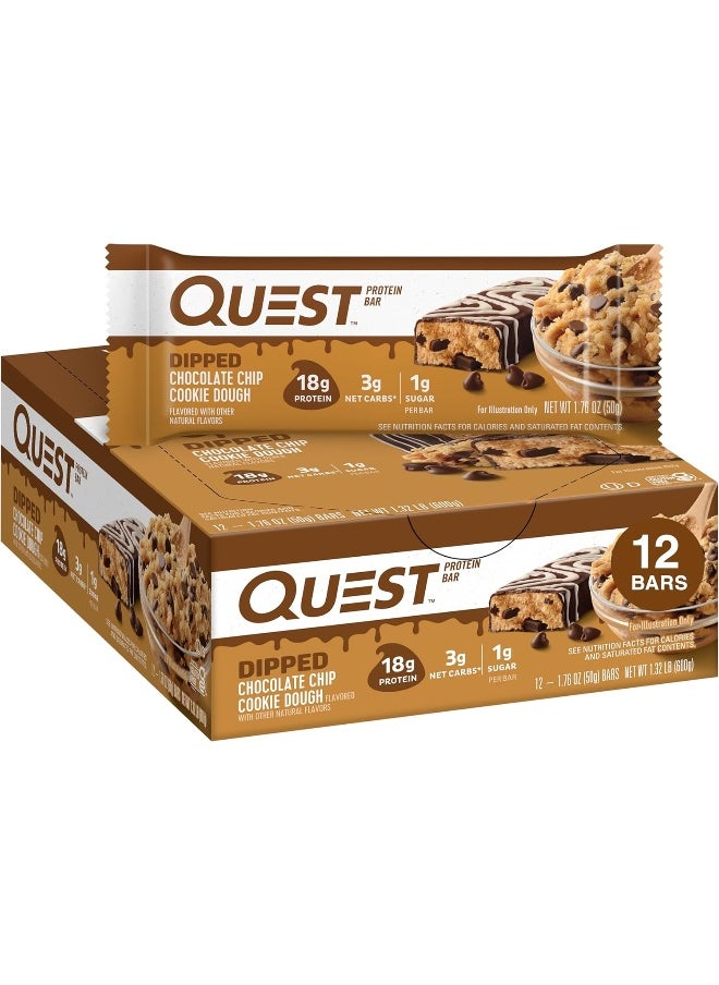 Nutrition Dipped Chocolate Chip Cookie Dough Protein Bars, 1.76 Oz, 12 Ct