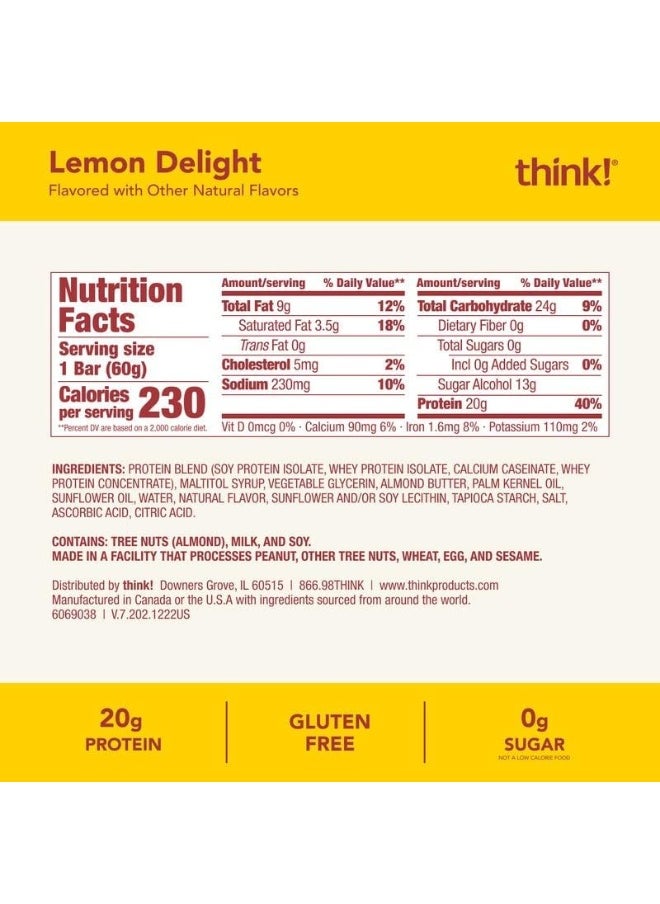 Gluten-Free Lemon Delight High Protein Bars (20G/2.1Oz, 10 Pieces)