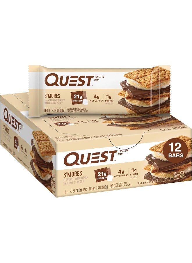 Nutrition S'Mores Protein Bar, High Protein, Low Carb, Gluten Free, Keto Friendly, 12 Count