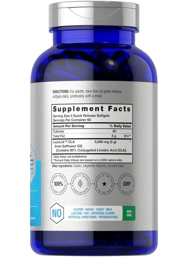 Horbäach Cla 3000 Mg Maximum Potency 300 Softgels - Conjugated Linoleic Acid Pills From Safflower Oil, Weight Loss Supplement, Non-Gmo, Gluten Free