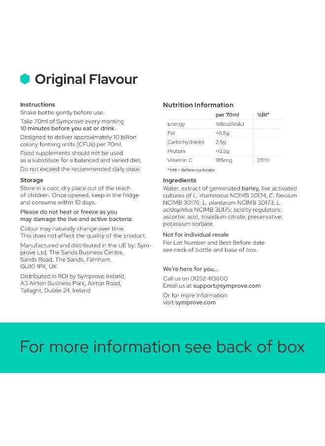 Original 4-Week Pack | Daily Essential Gut Health Supplement | Probiotic Drink With Live Bacteria, Vegan | 4X500Ml