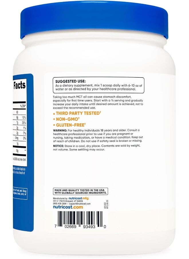 Mct Oil Powder 1Lb (16Oz) - Great For Keto, Ketosis And Ketogenic Diets - Zero Net Carbs, Non-Gmo + Gluten Free (Medium Chain Triglyceride)