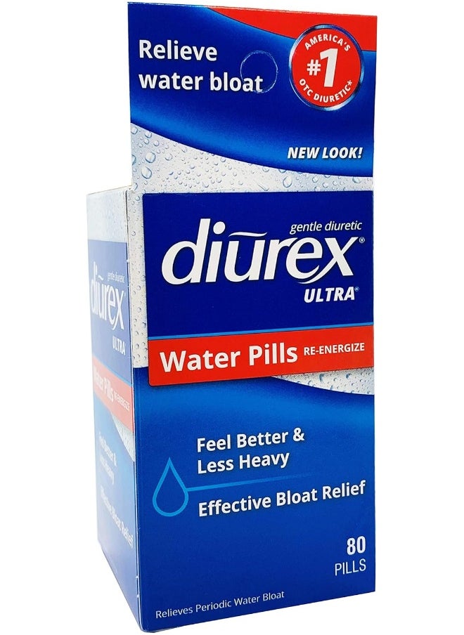 Ultra Re-Energizing Water Pills - Relieve Water Bloat - Feel Better & Less Heavy - 80 Count