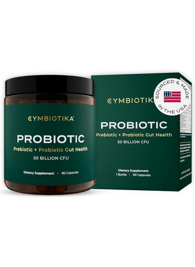 Probiotic 50 Billion Cfu, 90 Capsules, Effective Prebiotic + Probiotic Gut Health, Supports Healthy Digestion For Men & Women, Digestive Health Supplement