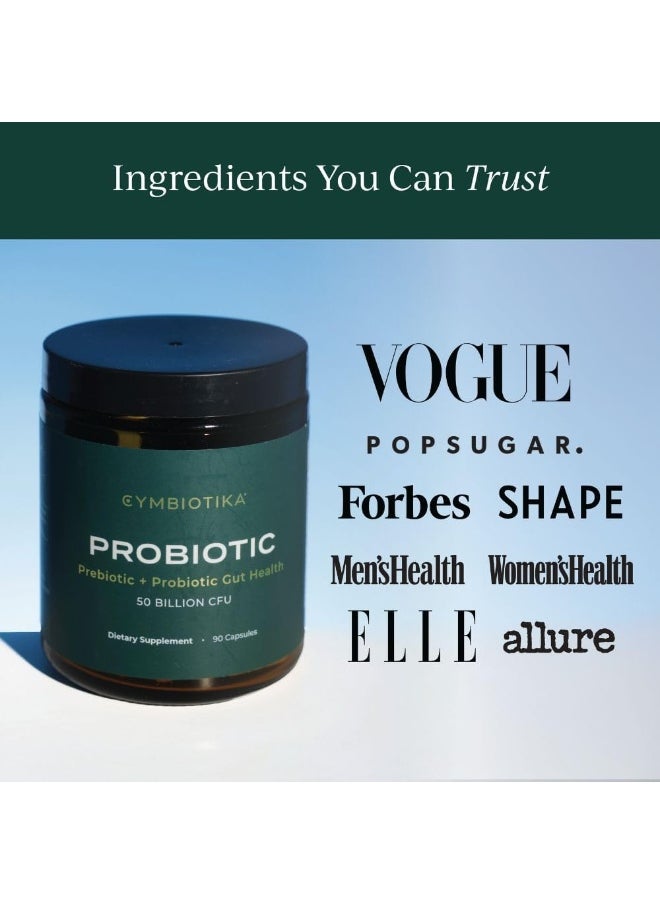Probiotic 50 Billion Cfu, 90 Capsules, Effective Prebiotic + Probiotic Gut Health, Supports Healthy Digestion For Men & Women, Digestive Health Supplement