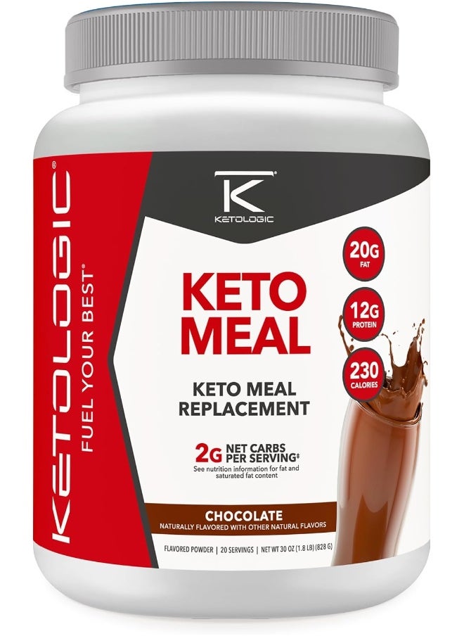 Keto Meal Replacement Shake Powder For Optimal Results + Mct Oil + Grass-Fed Whey - Perfectly Formulated Macros For Ketosis - 20 Servings - Chocolate