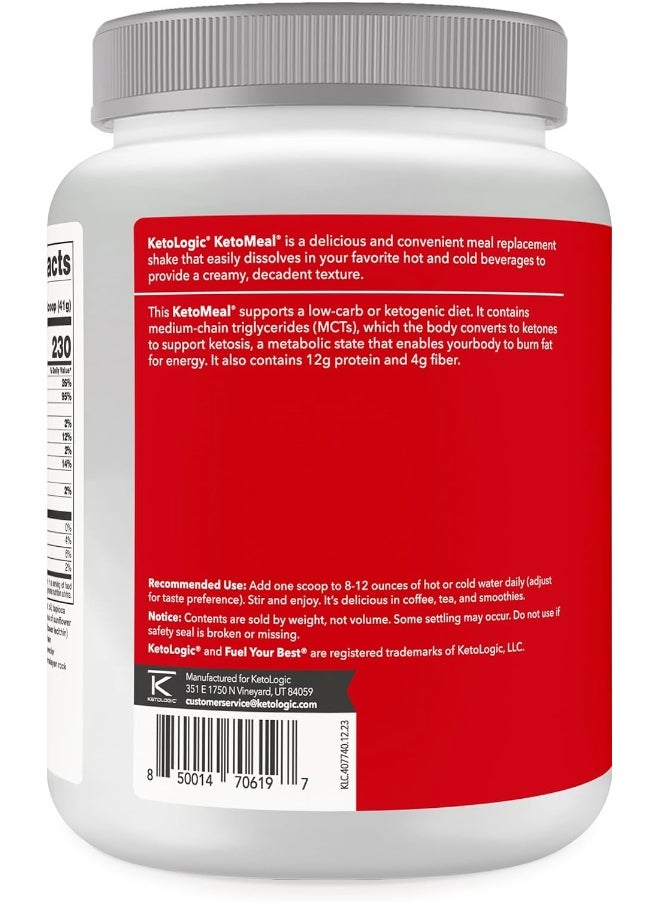 Keto Meal Replacement Shake Powder For Optimal Results + Mct Oil + Grass-Fed Whey - Perfectly Formulated Macros For Ketosis - 20 Servings - Chocolate
