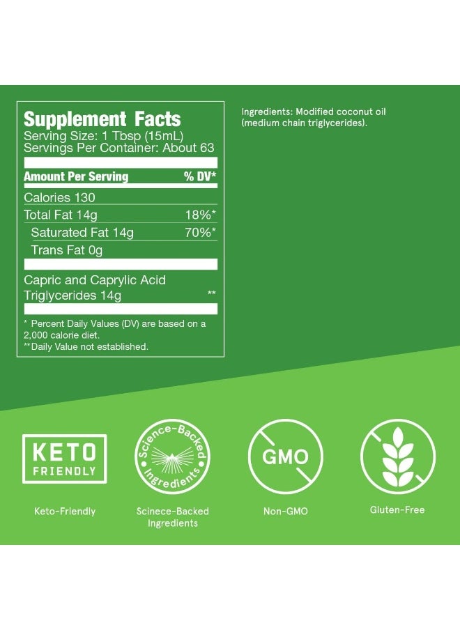 Xct Oil, Perfect For Keto And Paleo Diet, 100% Non-Gmo Premium C8 C10 Mct Oil, Ketogenic Friendly, Responsibly Sourced From Coconuts Only, Made In The Usa (32 Oz)