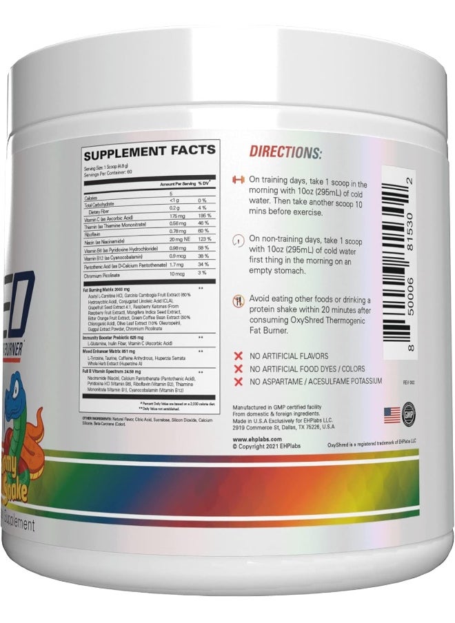 Oxyshred Thermogenic Fat Burner By - Weight Loss Supplement, Energy Booster, Pre-Workout, Metabolism Booster, Water Cut 60 Servings (Gummy Snake)
