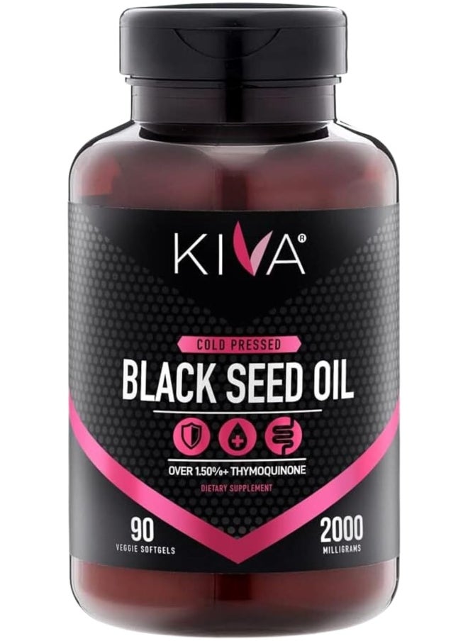 Black Seed Oil Capsules, 2000 Mg Per Serving- Organic, Cold-Pressed And Raw (90 Softgels)