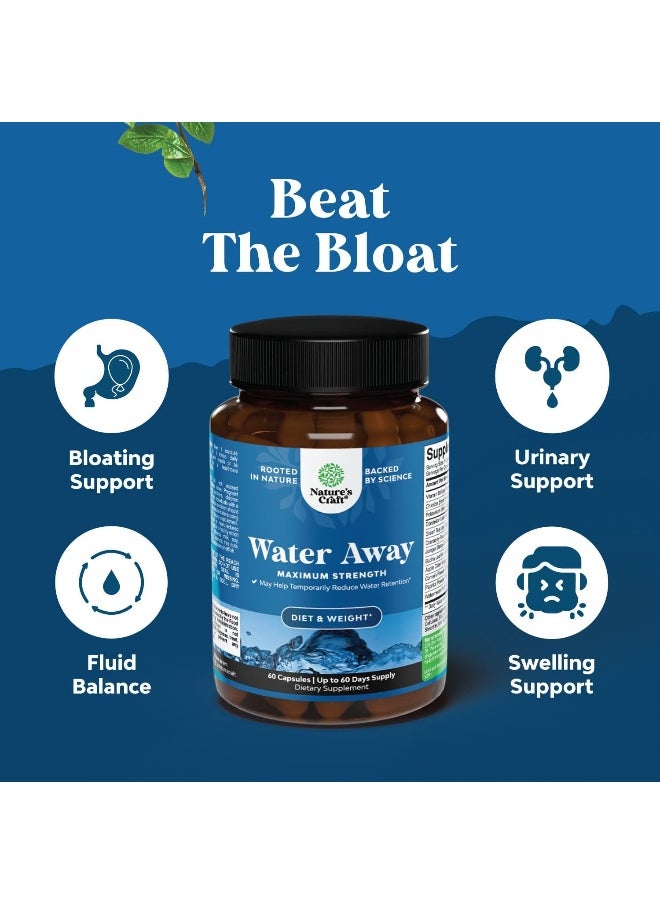 Water Away Pills Diuretic Supplements - Natural Diuretic Water Pills To Reduce Water Retention With Dandelion Leaf Extract Pure Green Tea Juniper Berry Vitamin B6 For Water Balance And Kidney Cleanse