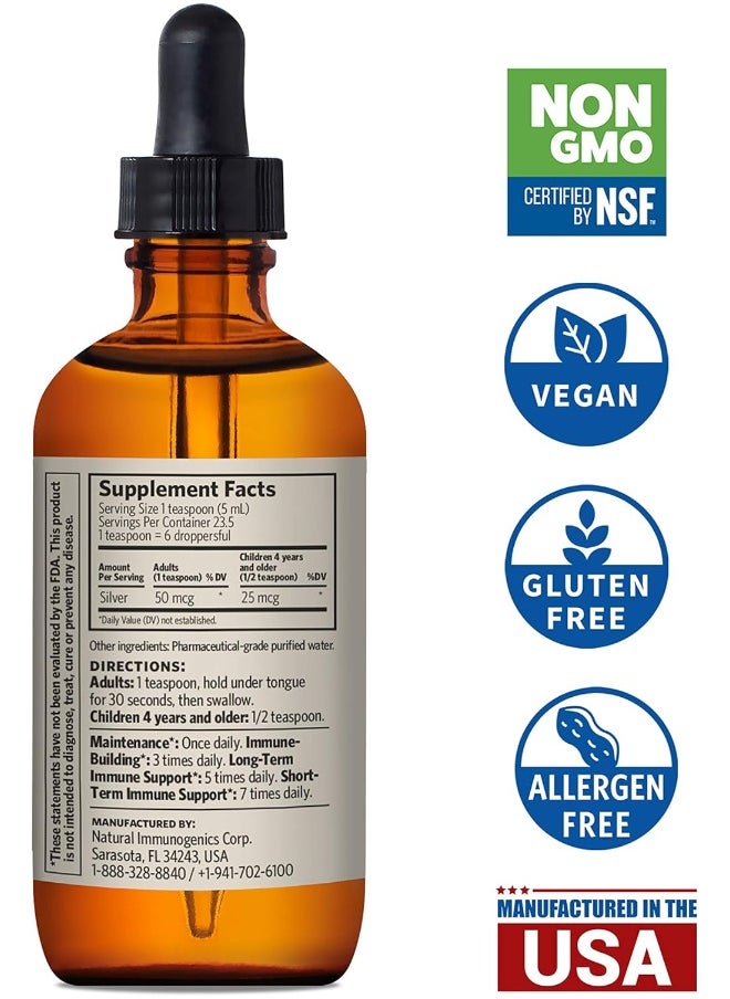 Bio-Active Silver Hydrosol For Immune Support - 10 Ppm, 4Oz (118Ml) - Dropper