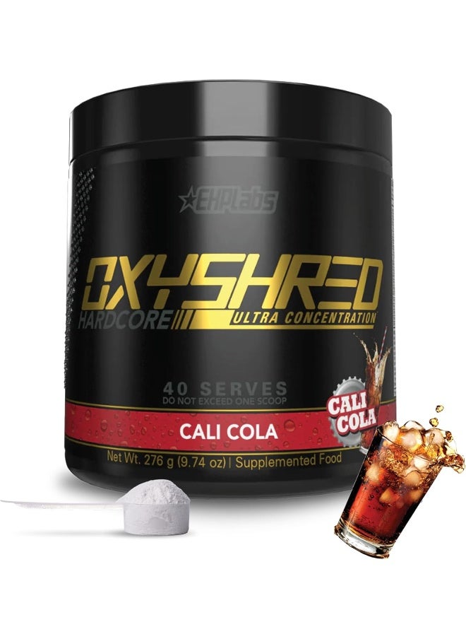Oxyshred Hardcore Thermogenic Fat Burner | Weight Loss Supplement | Energy Booster | Pre Workout | Metabolism Booster | Water Cut | Added L-Carnitine & Cla 40 Servings (Cali Cola)