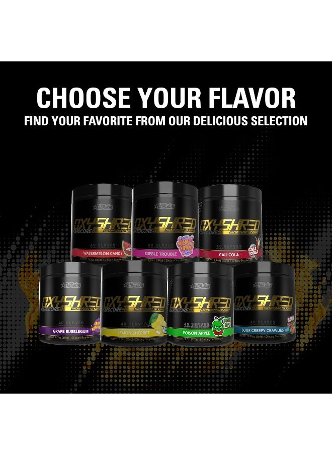 Oxyshred Hardcore Thermogenic Fat Burner | Weight Loss Supplement | Energy Booster | Pre Workout | Metabolism Booster | Water Cut | Added L-Carnitine & Cla 40 Servings (Cali Cola)