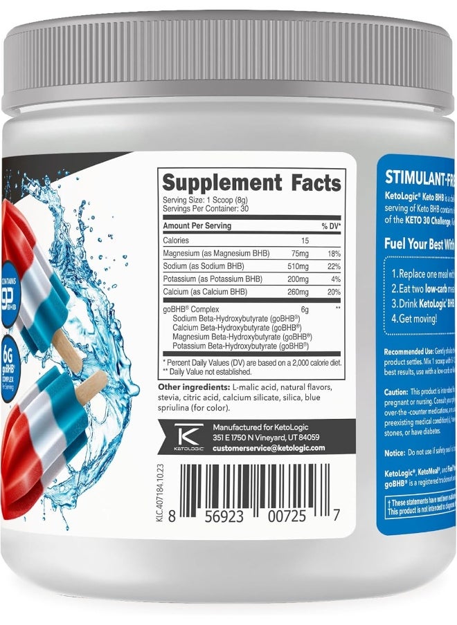 Keto Bhb (Patriot Pop Flavor) 30 Servings - Exogenous Ketone Supplement With Gobhb, Beta-Hydroxybutyrate Salts