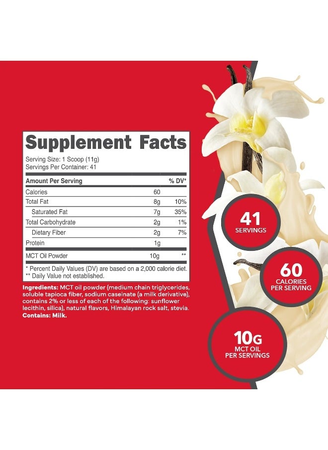 Ketologic MCT Oil Powder (1 LB) (French Vanilla) - 41 Servings, Medium Chain Triglycerides Powder Supplement