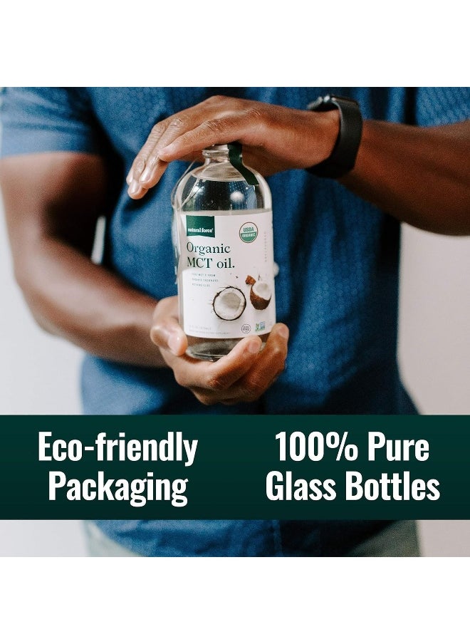 Organic Mct Oil – Pure Glass Bottle – Made From 100% Cold Pressed Virgin Coconut Oil + Certified Keto, Paleo, Kosher, Vegan & Non-Gmo – Lab Tested For Quality And Purity - 16 Ounce