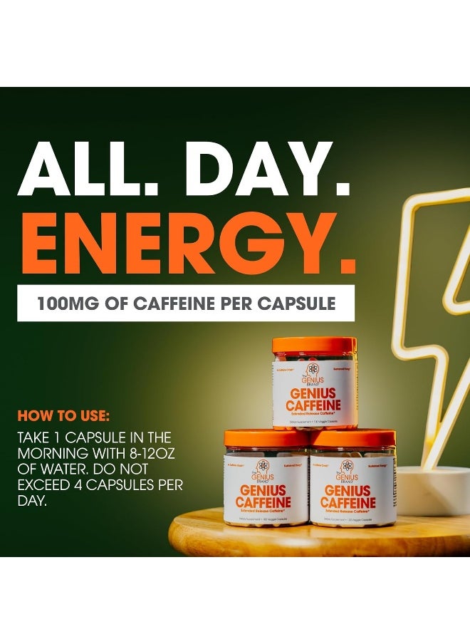 Genius Men'S & Women'S Extended Release Microencapsulated Caffeine Pills (100 Count)