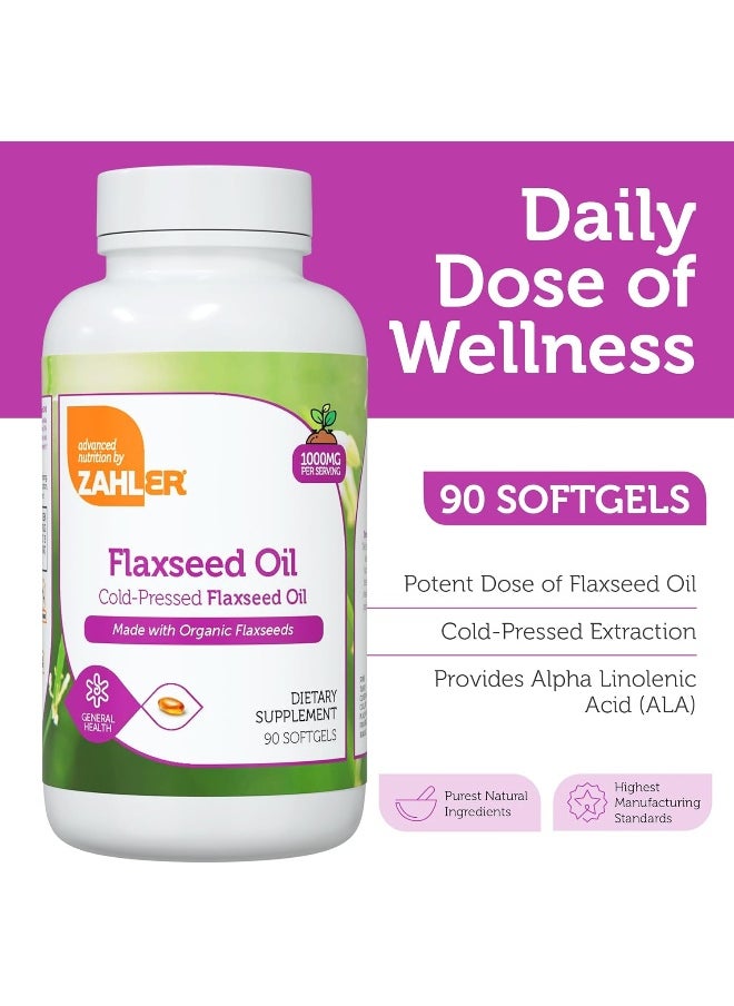 Vegetarian! Flaxseed Oil, Organic Flax Seed Oil, Cold Pressed Flax Oil Supplement, 90 Softgels