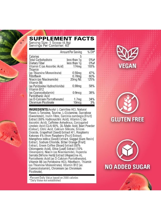 Oxyshred Thermogenic Fat Burner - Weight Loss Supplement, Energy Booster, Pre-Workout, Metabolism Booster, Water Cut 60 Servings (Juicy Watermelon)