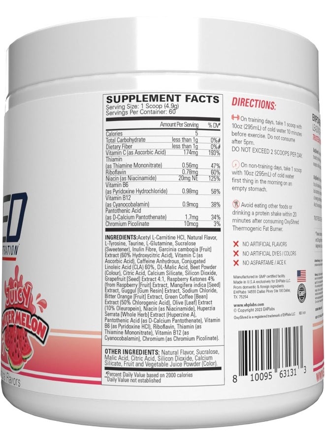 Oxyshred Thermogenic Fat Burner - Weight Loss Supplement, Energy Booster, Pre-Workout, Metabolism Booster, Water Cut 60 Servings (Juicy Watermelon)