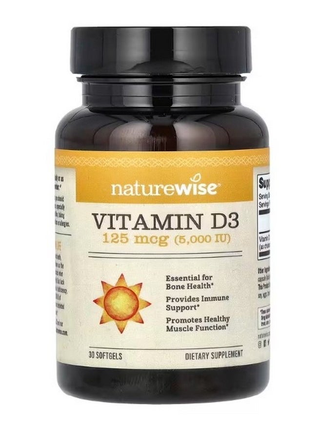 Vitamin D3 125 mcg 5000 IU 30 Softgels