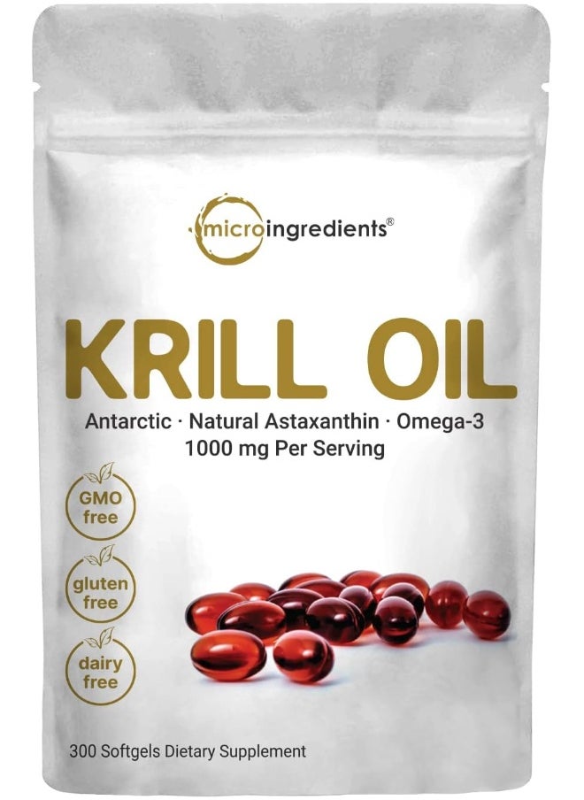 Antarctic Krill Oil Supplement, 1000Mg Per Serving, 300 Softgels