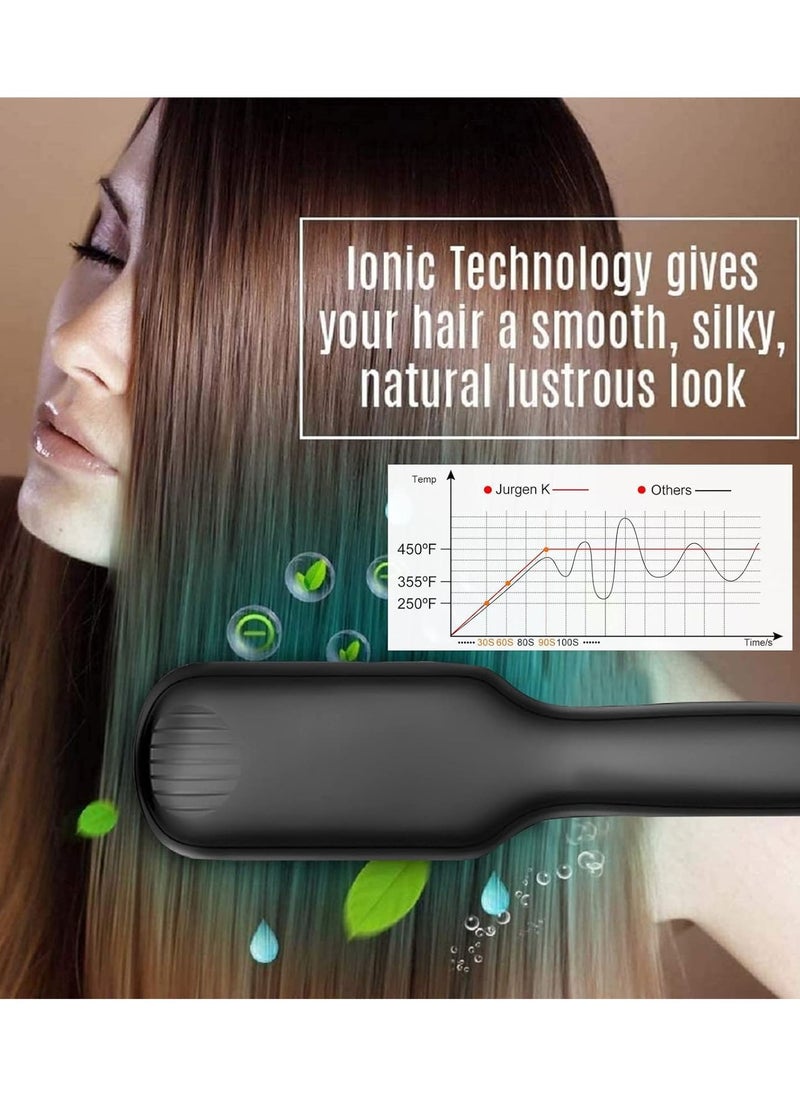 Beard Straightener, Ionic Hair Straightener Brush With LCD,30s Fast Heating＆12 Adjustable Temperature,Upgraded Beard Brush for men, Portable Anti-Scald Beard Straightening Brush for 2 Inch+ Beard