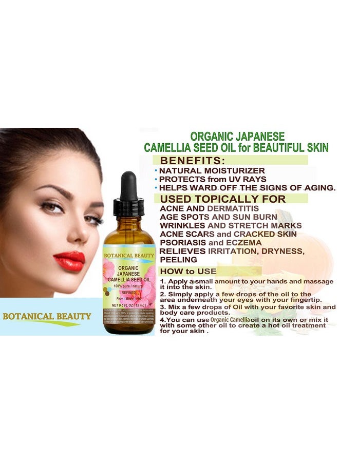 Japanese Organic Camellia Seed Oil. 100% Pure Natural Undiluted Refined Cold Pressed Carrier Oil. Rich Antioxidant To Revitalize And Rejuvenate The Hair Skin And Nails. 4 Fl.Oz 120 Ml.